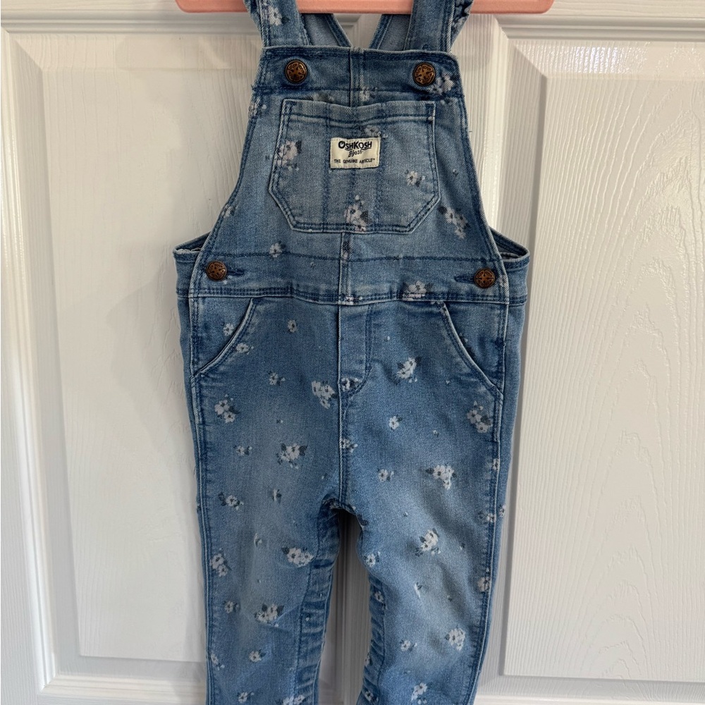 OshKosh B'gosh Floral Print Denim Overalls